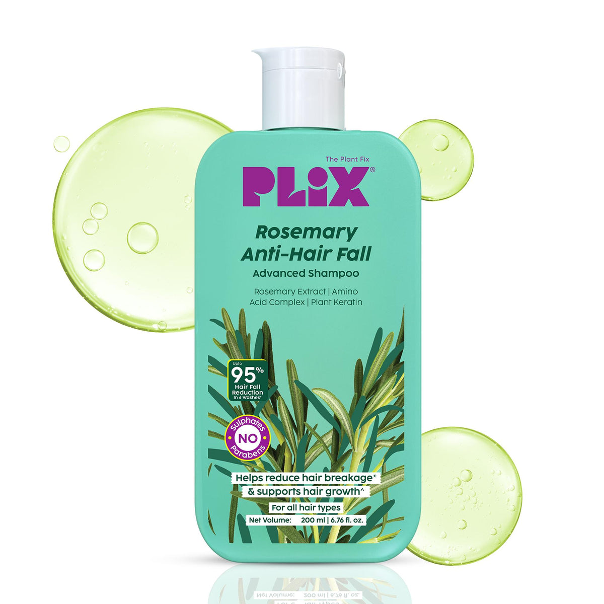 Plix Rosemary Anti-Hair Fall Advanced Shampoo (For Stronger, Fuller Hair ) – 100ml