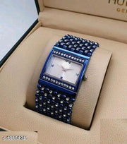 HRV Rectangle Blue Diamond Cash New Women Watch