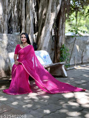 Georgette lehriya saree with fancy lace and blouse