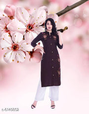 Women's Embroidered Rayon Kurti