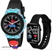 latest trendy soft analog digital carton character watch for age group 6 to 14 years boys and girls and children+BLK SQUAR LED WATCH ,DIGITAL WATCH ,GIRLS AND BOYS WATCH