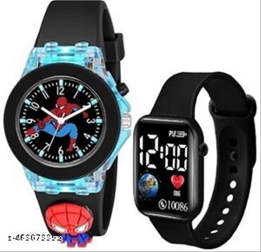 latest trendy soft analog digital carton character watch for age group 6 to 14 years boys and girls and children+BLK SQUAR LED WATCH ,DIGITAL WATCH ,GIRLS AND BOYS WATCH
