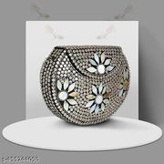 Shakuntala Textiles  Bridal Women's Antique Brass Purse Ethnic Handmade Metal Clutch Bag, party formal silver bag