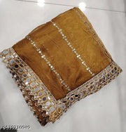 Elegant Women's Gold Silk Saree with Mirror Work and Blouse