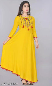 Women Rayon Embellished Flared Kurti