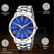 Letest Trendy Luxe Blue  Dial Analog Roman Numeral Watch with Sleek Metallic Strap watch for Men's & Kids