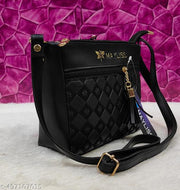 Elegant stylish women black PU sling bags/Premium PU leather sling bags for women/Small sling bag/Full handwork bag/Party wear and wedding bag for women