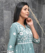 Chikankari anarkali embroidery work kurti