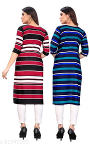 KILLARI Women Printed Straight Kurtis (Combo of 2)