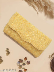 Women designer beaded yellow Clutch For Women.