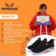Bersache Lightweight Sports ? Shoes Sole Comfortable Outdoor, Running, Walking, Gym, Training, Trekking and Hiking Shoes for Men (Black)