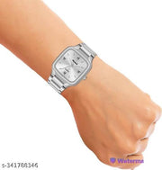 Trending Square Shape Steel Chain Analog Wrist Watch for Men