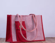 Stylish Jute handbag for women | jute laptop and office bag | Jute travel and daily use bag |Large size Jute bag with zip | Jute lunch bag