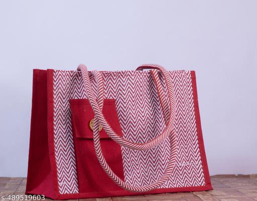 Stylish Jute handbag for women | jute laptop and office bag | Jute travel and daily use bag |Large size Jute bag with zip | Jute lunch bag