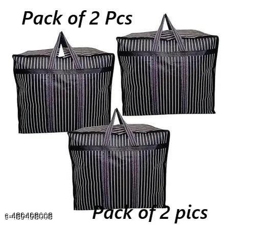 Pack of 2 Multi-Purpose Heavy Duty 133 Liters Canvas Super-Size Jumbo Under bed Storage Bag/Toys/ Blankets/Stationery Paper/Clothes Storage Bag With Strong Handle, Pack of 2 Black and Green