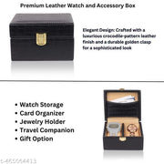 RABIYA 2 Slot Watch Storage Box for Men & Women Portable Watch Organizer Case Watch Box (Black, Holds 2 Watches) | Watch Box | Watch Storage Box | Watch Case | Watch Organizer | Watch Display Box | Wooden Watch Box | Leather Watch Box |