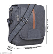 LOREM Grey Casual Linen Textured Cross  Sling Bag For Men SL07