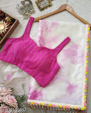 Woman Printed Organza Saree | Stitched Blouse Saree | Saree For Woman | Party Wear Saree | BollyWood Saree | Shibori Printed Saree |Organza Lace Saree Stitched Blouse |organza saree | organza sarees for women