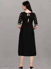 Womens Buty White thread work Flair Kurti