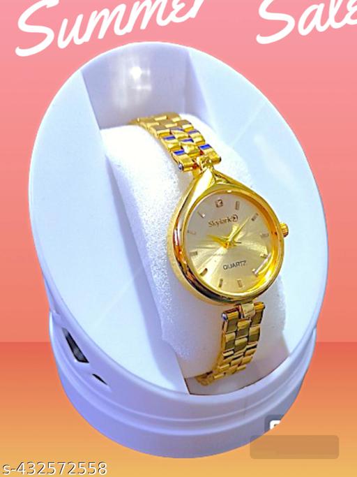 New Golden Chain and Golden Dial DB Small Analog Women's & Girl's Watch