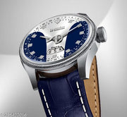 3D Glass Date Display Dial Leather Belt Analog Watch - for Men