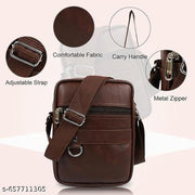 Pure Luxury Gloss Leather Small Sling Bag for Men | Chest Slinger bag | Crossbody Bag| Side Bag Men | Mini Leather Slings | Corporate Gift Item | Passport Document Sling. (Royal Brown)