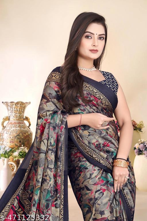 New Graceful Daily Wear Printed Chiffon-Georgette Saree
