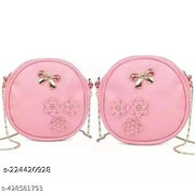Stylish sling bag for girls and 2 pcs pink