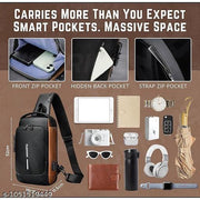 Waterproof Polyester Slim Unisex Crossbody Sling Bag Chest Backpack Men's Shoulder Bag, Leisure Travel Handbag, Hard Shell Anti-Theft Chest Bag