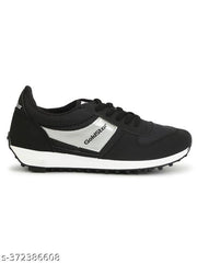 Stylish Black Synthetic Solid Walking Shoes For Men