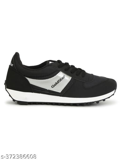 Stylish Black Synthetic Solid Walking Shoes For Men