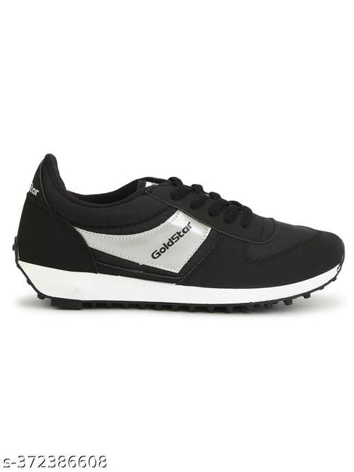 Stylish Black Synthetic Solid Walking Shoes For Men