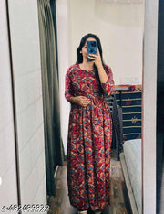Micro Printed Naira Cut Kurti | Ready-to-Wear Anarkali Styles Top | Perfect with Jeans/Leggings|Vibrant Multi-Colors Naira Cut Kurti | Ethnic Motif Digital Print Long Kurta