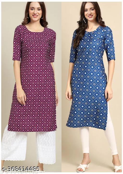 Polyster/Crepe fabric-VIRHAN DESIGN PRINTED 2 COMBO PACK KURTIS FOR WOMEN