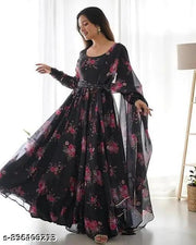 TRENDY FLORAL PRINTED WOMEN GOWN__1