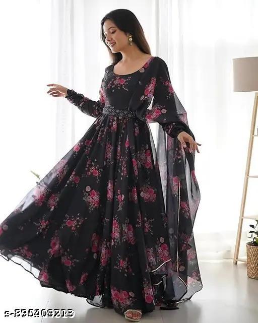 TRENDY FLORAL PRINTED WOMEN GOWN__1