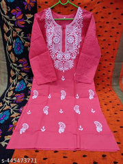 Lucknowi Chikankari Original gala booti miror work with free inner  Premium Quality