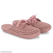 Monoction Elegant Women Woven Mesh Lace-Up Mule Slippers | Breathable Hollow-Out Casual Sandals | Lightweight Flexible Rubber Mules
