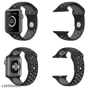 Rycore Sports Band Soft Silicone Sport Wristband Compatible with Apple Watch iWatch Bands 42mm 44mm & 45mm Soft Silicone Strap for iWatch Series 7 6 5 4 3 2 SE [Watch NOT Included] - Black & Grey