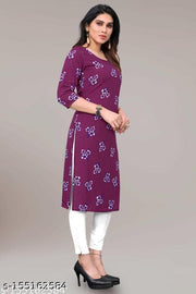 Polyster/Crepe fabric-Women Printed Kurtis