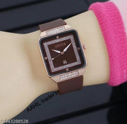 Latest trends square shape design diamond dail analog watch for girls