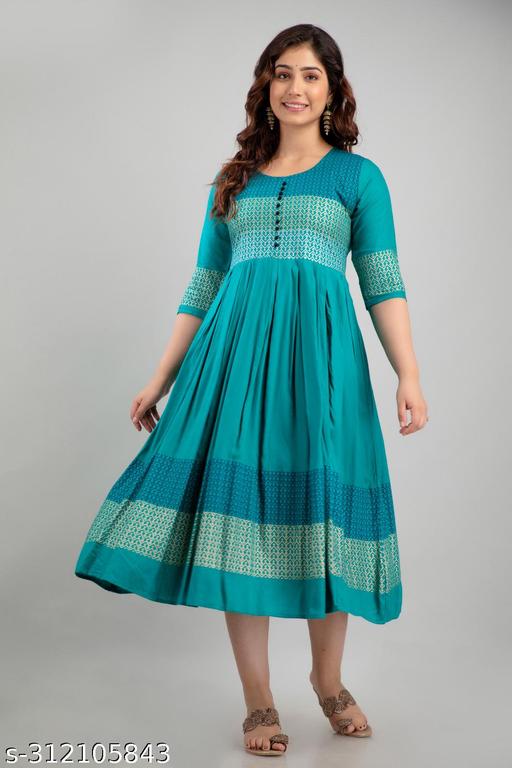 Women Rayon Printed Mayra Trendy Anarkali Kurtis