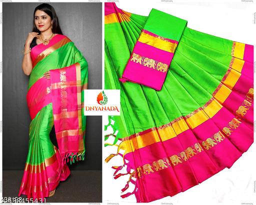Mysore Silk Aura Silk Aqua Blue Tassels and Latkans Saree With Blouse