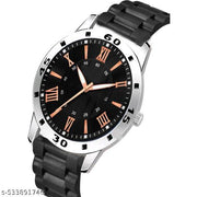 Yolako Copper Dial Silver Cash Black Pu Bump Belt Boy and Men Watch