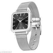 Jainx Square Black Dial Steel Mesh Chain Analog Wrist Watch for Women - JW85604