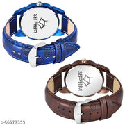 SEPTEM Septem Brown&Blue Combo Set of 2 Stylish Rich Professional Look Designe Analog Watch