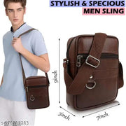 DAFOLIO Stylish PU Synthetic Leather Men's Sling Bag CrossBody Travel Office Business messenger