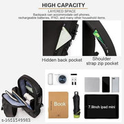 Anti Theft Sling Bag Multi Compartment Travel Water-Resistant Bag Shoulder Chest Bag with USB Coded Lock Outdoor Sports Phone Waist Bag Sling Bag for Men Women