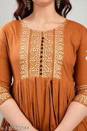 Women Rayon Printed Aaradhya Anarkali Kurtis