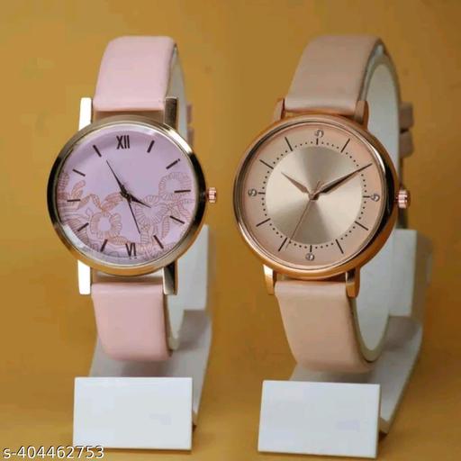 Attractive Ethnic Flower Designer Leather Belt Analog Combo Watches for Women Watches for Girls Packd Of 2